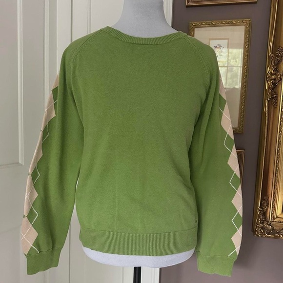 Izod green & pink argyle sweater - Picture 1 of 7